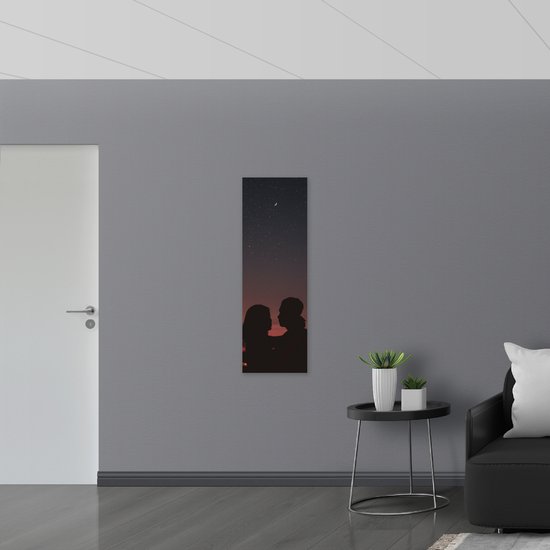 WallClassics - Verre Acrylique - Silhouette de Couple Amoureux - 40x120 cm Photo sur Verre Acrylique (Décoration murale sur Acrylique)
