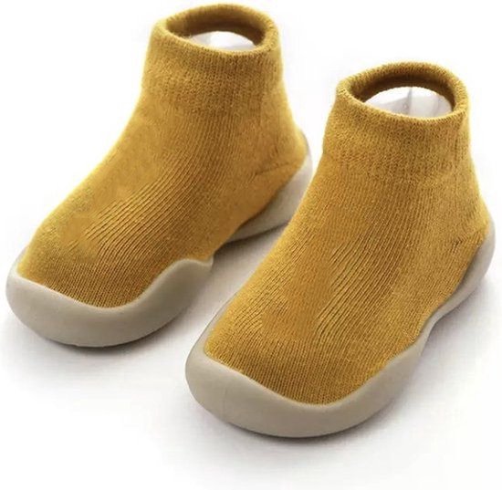 Antislip baby schoentjes - eerste loopschoentjes - schoenmaat 22-23 - 18-24 maanden (14cm) - geel - Completebabyuitzet