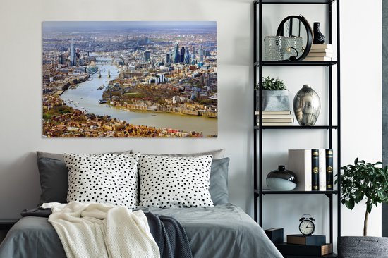 Vue aérienne de Londres en toile 120x80 cm - impression photo sur toile peinture Décoration murale salon / chambre à coucher) / Villes Peintures Toile