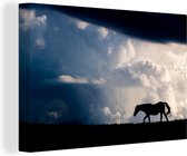 Canvas Schilderij Paard - Wolken - Schaduw - 120x80 cm - Wanddecoratie