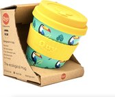 Quy Cup Gobelet de voyage écologique 230 ml - Tucano - Sans BPA - Fabriqué à partir de Bouteilles en PET recyclées avec couvercle en Siliconen jaune