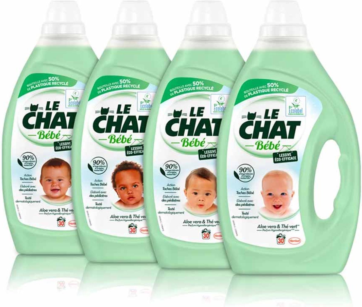 Le Chat Baby Eco-efficiënt Hypoallergeen Wasmiddel - 4 x 30 Wasbeurten - Voordeelverpakking