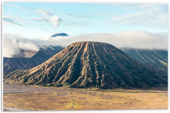 WallClassics - Panneau en mousse PVC – Nuages ​​sur le volcan Bromo, Indonésie – Photo 60 x 40 cm sur panneau en mousse PVC (avec système de suspension)