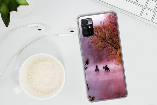 Coque Xiaomi Redmi 10 - Paarden - Brouillard - Forêt - Coque de téléphone en Siliconen