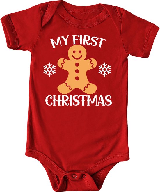 My first christmas -  Rompertje - Kerst romper - Baby's eerste kerst - BabyBugz - Maat 0 tot 3 maanden