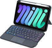 Case2go - Coque clavier Bluetooth adaptée pour Apple iPad Mini 6 (2021) - Éclairage clavier - Pavé tactile - QWERTY - Zwart