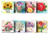 Diamond painting wenskaarten - pakket van 8 kaarten- bloemen