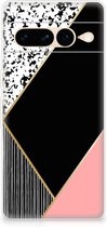 Telefoonhoesje Google Pixel 7 Pro TPU Silicone Hoesje Black Pink Shapes