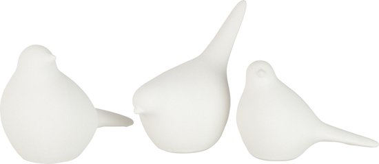 J-Line Set 3 Oiseaux Ceramique Blanc