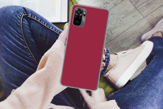 Convient pour coque Xiaomi Redmi Note 10S - Rouge - Couleur unie - Coque de téléphone en Siliconen