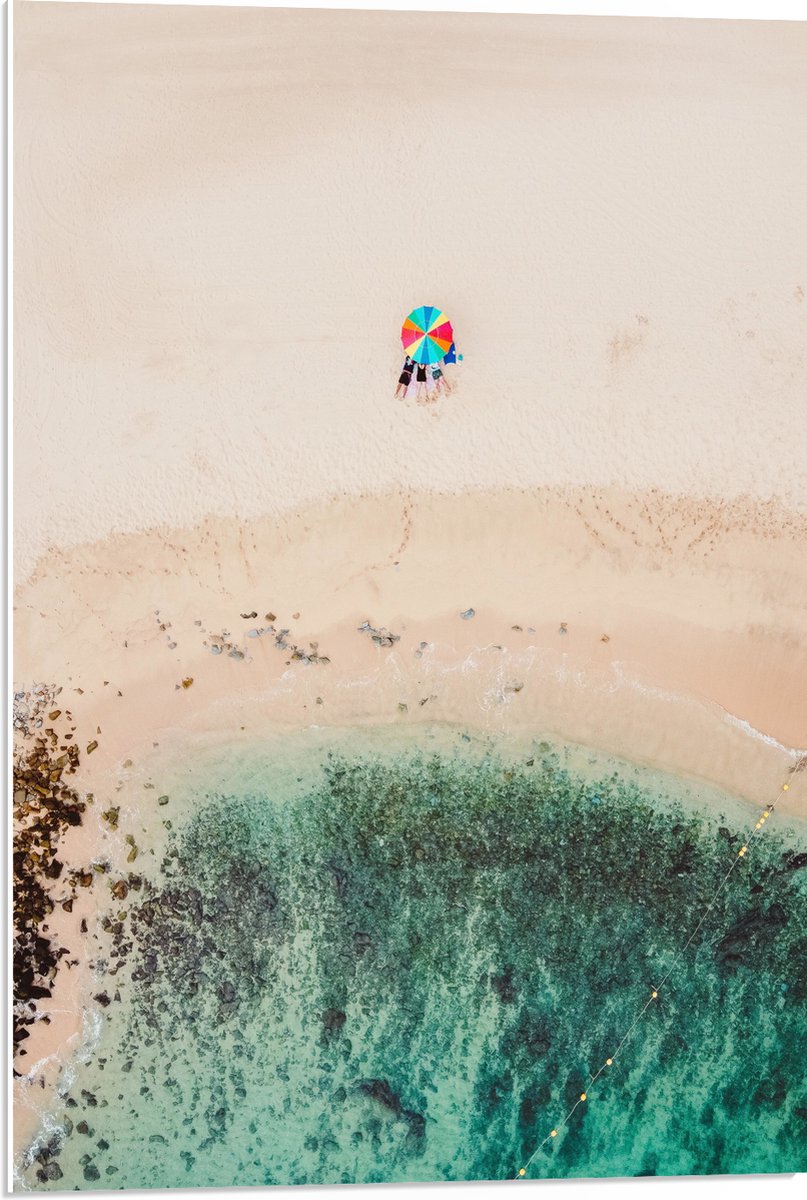 PVC Schuimplaat - Parasol op het Strand - 50x75 cm Foto op PVC Schuimplaat (Met Ophangsyst