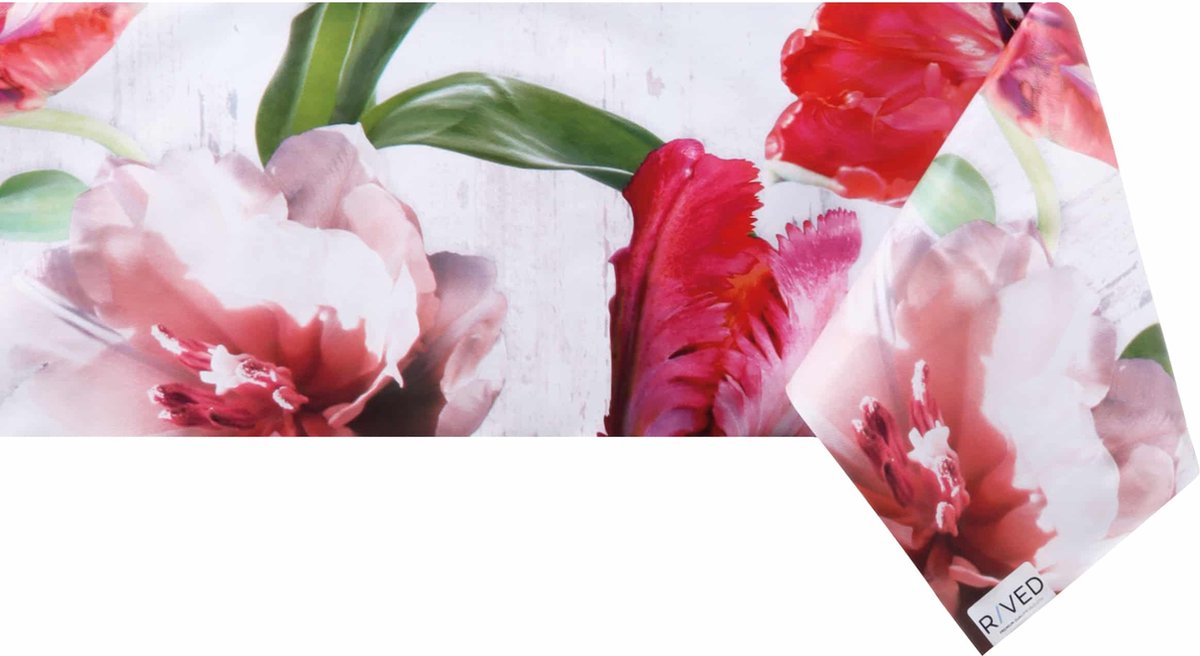 Raved Tafelzeil Tulpen 140 cm x 210 cm - Rood - PVC - Afwasbaar
