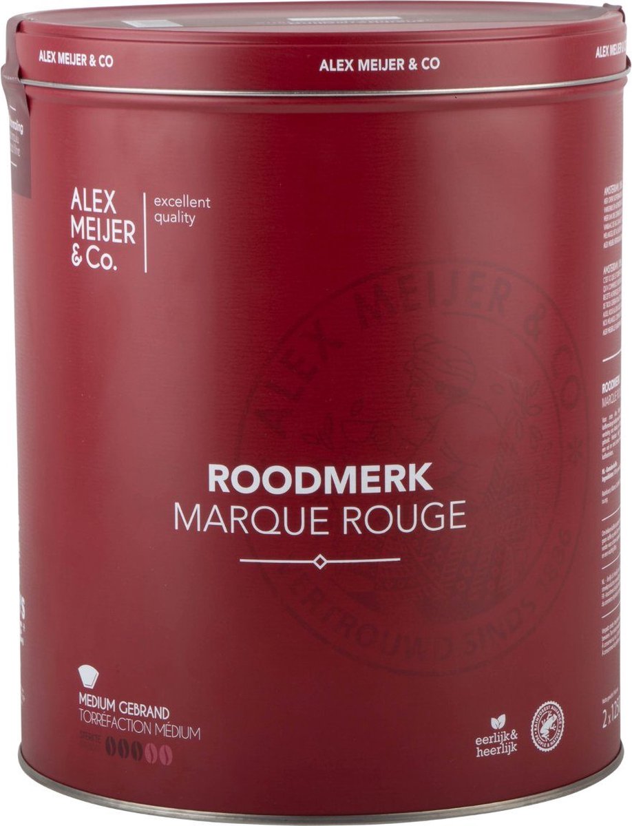 Goedkoopste Alex Meijer Roodmerk gemalen koffie snelfiltermaling - Blik 2.5 kilo