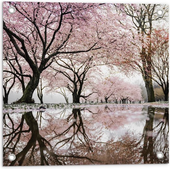 WallClassics - Tuinposter – Prachtige Bloesem Bomen - 50x50 cm Foto op Tuinposter  (wanddecoratie voor buiten en binnen)