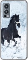 Geschikt voor OnePlus Nord 2 5G hoesje - Paard - Sneeuw - Winter - Siliconen Telefoonhoesje