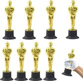 8x goudtrofeeën oscar figuur - plastic trofee goud voor prijsuitreiking feestreizen sportfeest medaille - trofee beker 1e prijs kampioen