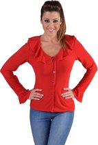 Magic By Freddy's - Kerst & Oud & Nieuw Kostuum - Jersey Blouse Brede Kraag Rood Vrouw - rood - XL - Kerst - Verkleedkleding