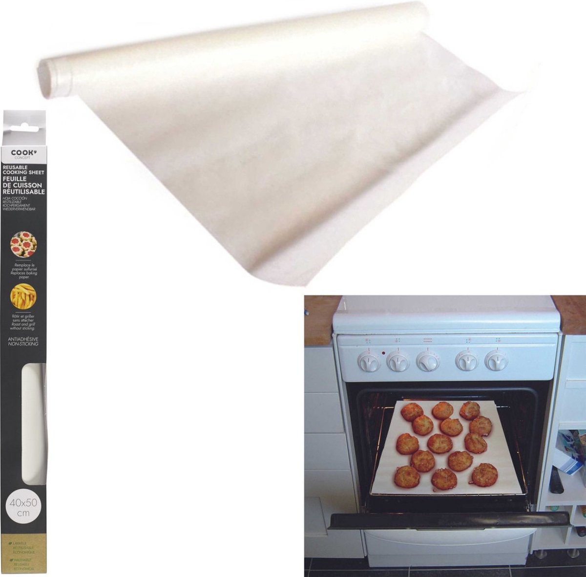 Cook Concept - Herbruikbare Bakplaat papier - 40x50 cm - Wit