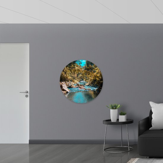 Muursticker Cirkel - Takkenboog over Rivier - 90x90 cm Foto op Muursticker