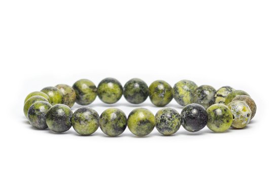 Bixorp Gems Bracelet en pierre naturelle de turquoise imitation herbe jaune et verte - Bracelets de perles de pierres précieuses naturellement fabriquées - 18 cm