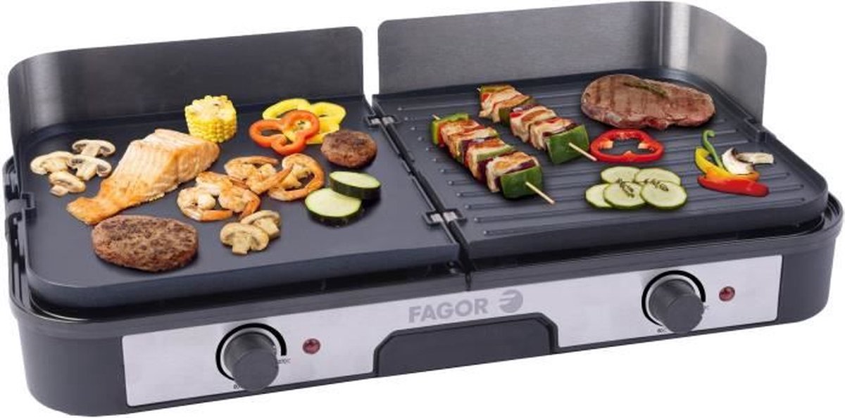 Fagor - FG823 - Extra grote roestvrijstalen grillplaat - 2200 W