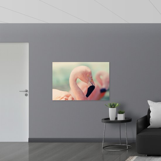 WallClassics - Poster (Matte) - Tête d'un Flamingo Rose - 120x80 cm Photo sur Papier Poster avec un aspect Mat