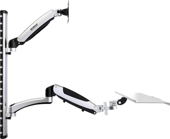 Speaka Professional SP-TVM-512 Supporto Doppio Monitor A Parete, Per Schermi Da 13 A 27 Pollici, Braccio Girevole E Orientabile, Portata 20kg