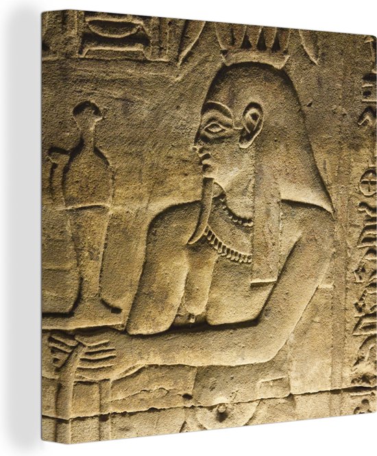 Canvas schilderij 90x90 cm - Wanddecoratie Kunstwerk van de Tempel van Horus - Muurdecoratie woonkamer - Slaapkamer decoratie - Kamer accessoires - Schilderijen op canvas