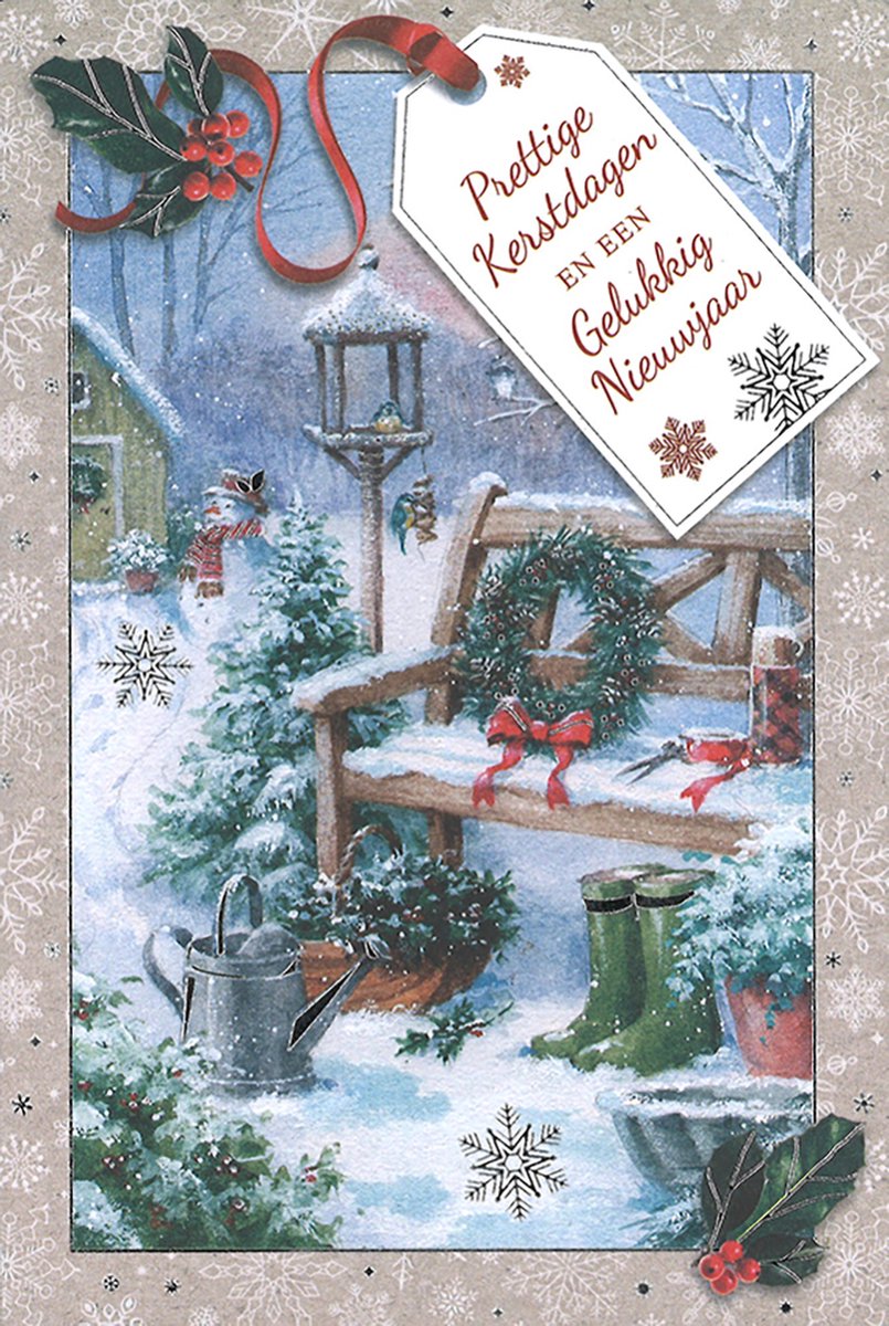 MGPcards - 6 Luxe dubbele Kerstkaarten - Foliedruk - Gekleurde envelop - 11,5 x 17 cm