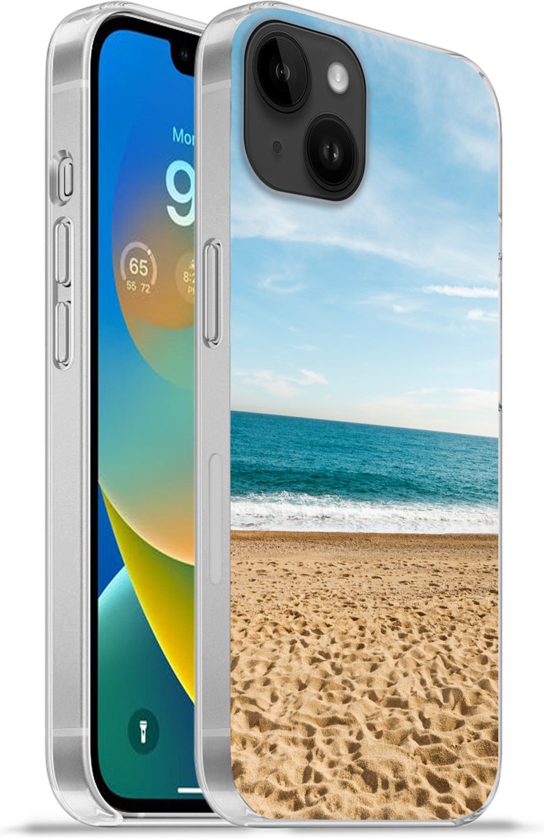 Telefoonhoesje Geschikt voor Apple Iphone 14 Plus hoesje - Strand - Zand - Zee - Siliconen Telefoonhoesje Telefoonhoesje