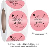 Rol met 500 kleurrijke Thank You stickers roze - 2.5 cm diameter - Dankje - Bedankt - Celebration - Pink - Feestje - Bruiloft - Decoratie - Versiering - Verjaardag