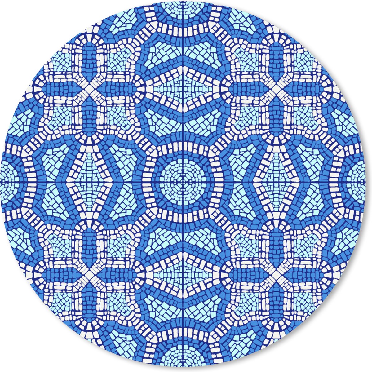 Muismat rond 30x30 cm - Mousepad Mozaïek - Blauw - Design - Ronde muismatten