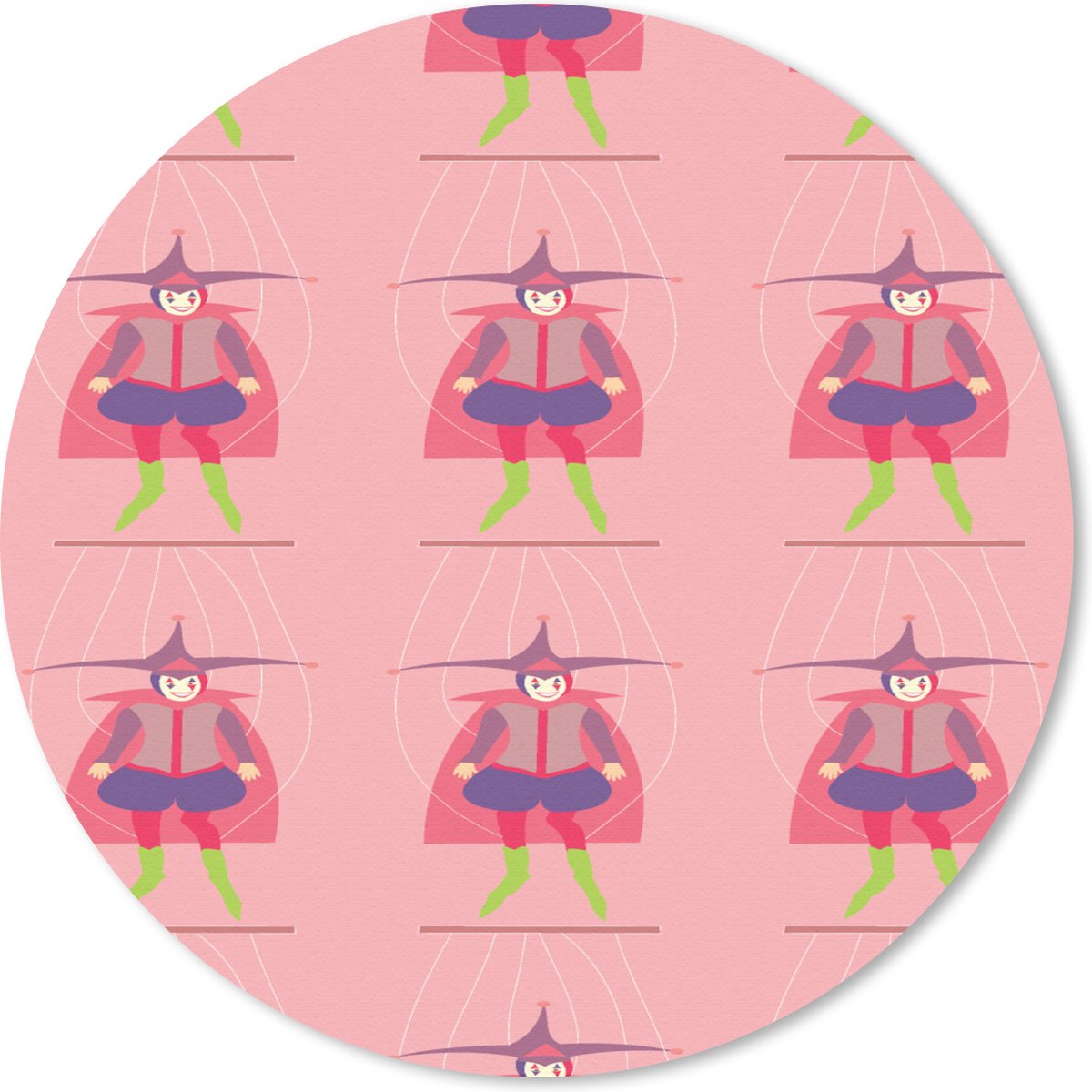 Muismat rond 50x50 cm - Mousepad Carnaval - Patronen - Joker - Ronde muismatten