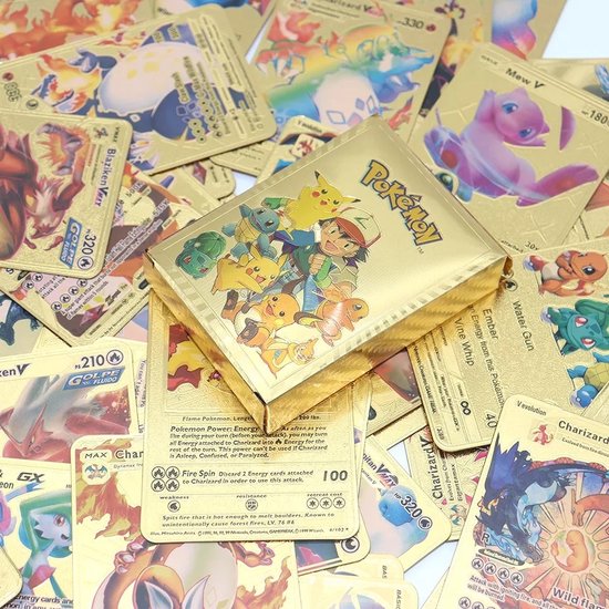 Thumbnail van een extra afbeelding van het spel - Pokemon - Kaarten - Gold - Rare - Collection - Battle - Gift - Cadeau - 55 - Stuks - Box - Editie - Kerstcadeau -