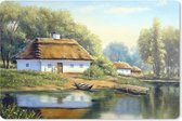 Muismat - Mousepad - Schilderij - Huis - Natuur - Water - Olieverf - 27x18 cm - Muismatten