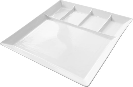 Jongleren amusement omvatten Wit fondue/gourmet bord - 5-vaks - vierkant - 1 stuks - aardewerk - 24 cm |  bol.com