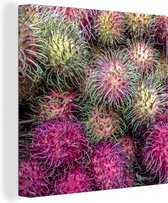Toile de fruits de ramboutan rose 2cm 90x90 cm - Tirage photo sur toile (Décoration murale salon / chambre)