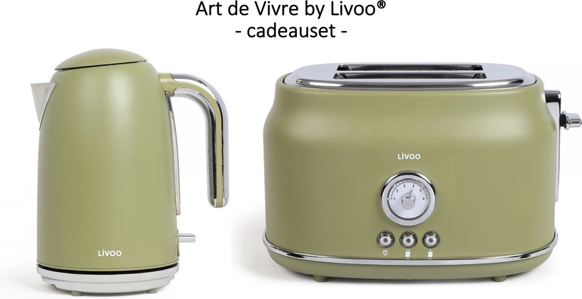 Art de Vivre® by Livoo - De iconische jaren '50 broodrooster en waterkoker nu als extra voordelig cadeauset - Retro Green