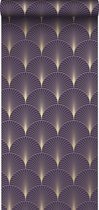 ESTAhome papier peint motif art déco violet foncé et or - 139577 - 0,53 0 10,05 m