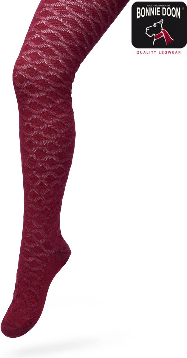 Bonnie Doon Bio Kabel Maillot Meisjes Donker Roze maat 140/158 M - Ingebreid Kabel patroon - Biologisch Katoen - Uitstekend draagcomfort - Cable Tights - OEKO-TEX - Gladde Naden - Klassiek - Roze/Rood - Mesa Rose - BP213902.280