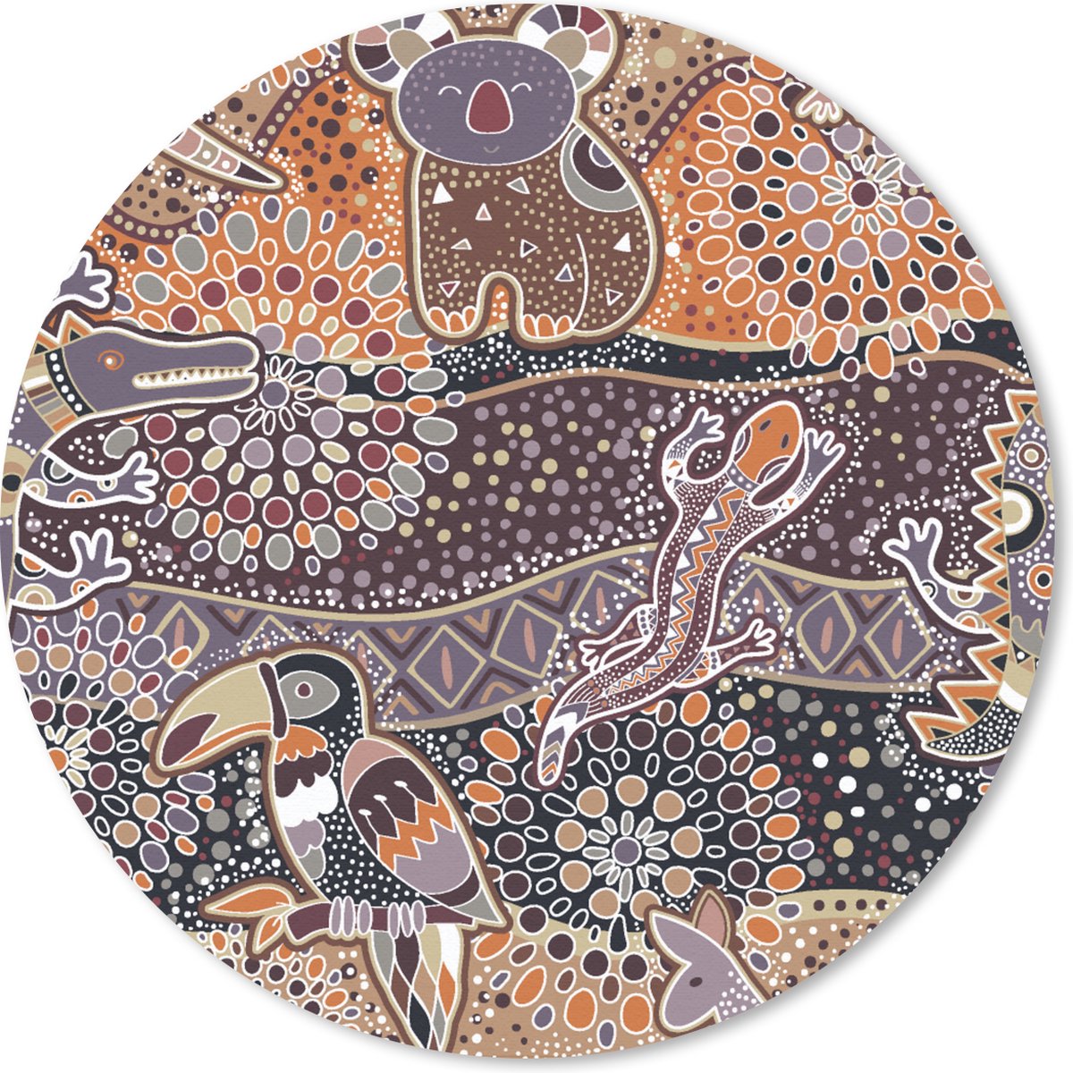 Muismat rond 40x40 cm - Mousepad Patronen - Koala - Dieren - Australië - Ronde muismatten