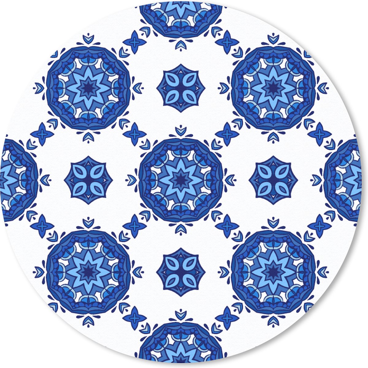 Muismat - Mousepad - Rond - Portugal - Bloemen - Design - 50x50 cm - Ronde muismat