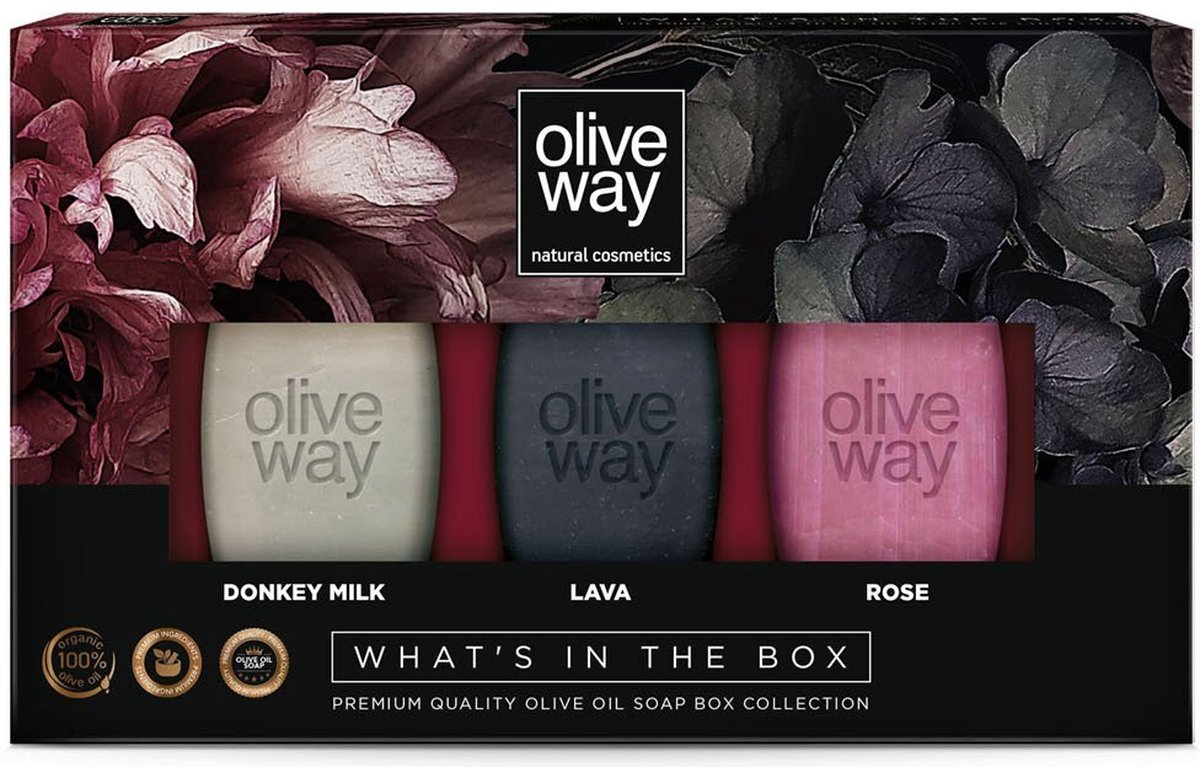 Oliveway Premium geschenkset met drie biologische olijfolie zepen