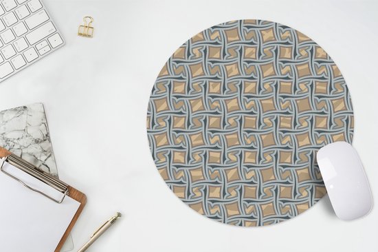 Muismat rond 30x30 cm - Mousepad Bruin - Patronen - Geometrie - Ronde muismatten