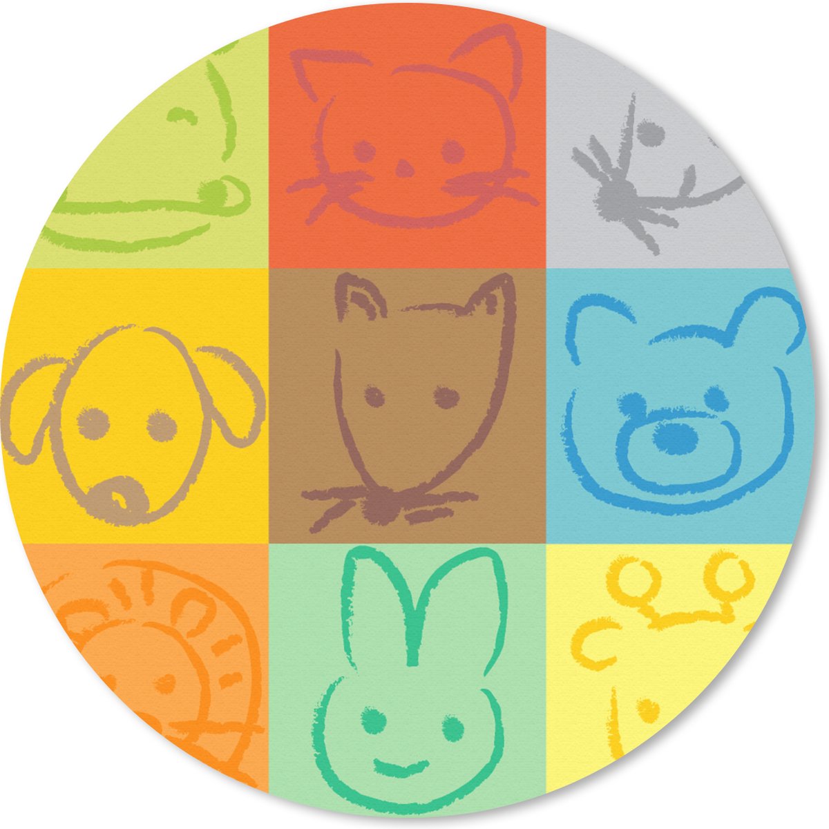 Muismat rond 30x30 cm - Mousepad Dieren - Patronen - Kinderen - Regenboog - Ronde muismatten