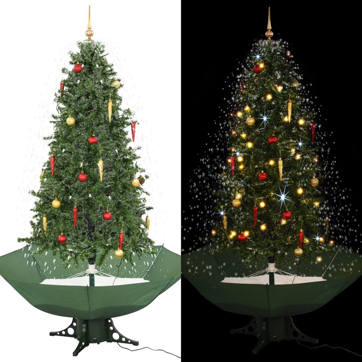 Prolenta Premium - Kerstboom sneeuwend met paraplubasis 190 cm groen