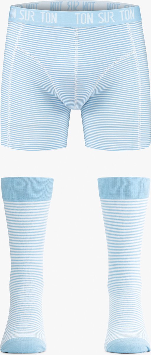 Ton Sur Ton - Grappige Sokken Heren - Grappige Boxershort Heren - Grappig Cadeau Voor Man - Geschenkset Heren - Vrolijke Sokken - Stripe it M/41-46- Sokken en Onderbroek - Cadeau voor Mannen