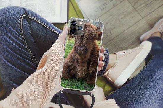 Coque avec cordon iPhone 12 Pro - Highlander écossais - Crapaud - Animaux - Siliconen - Bandoulière - Coque arrière avec cordon - Coque pour téléphone avec cordon - Coque avec corde