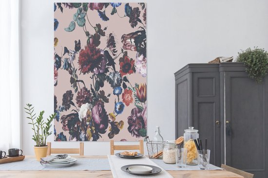 Peintures sur Toile - Fleurs - Motifs - Vintage - 120x180 cm - Décoration murale XXL