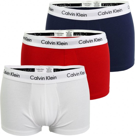 Calvin Klein Boxershorts - Mannen - 3-pack - Wit/Rood/Blauw - Maat M |  bol.com